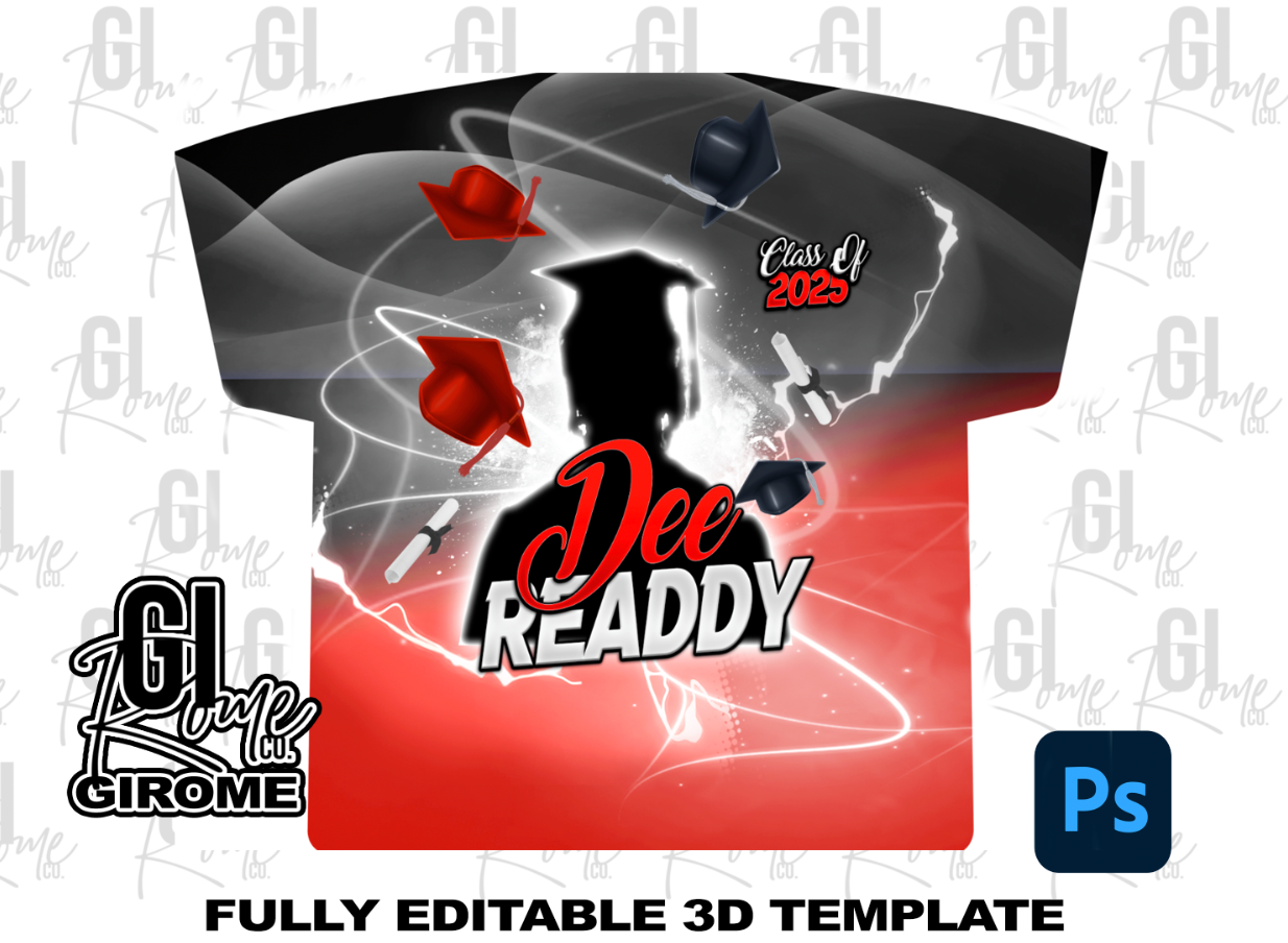 GRAD3 3D Shirt Template Digital File Photoshop Template Editable