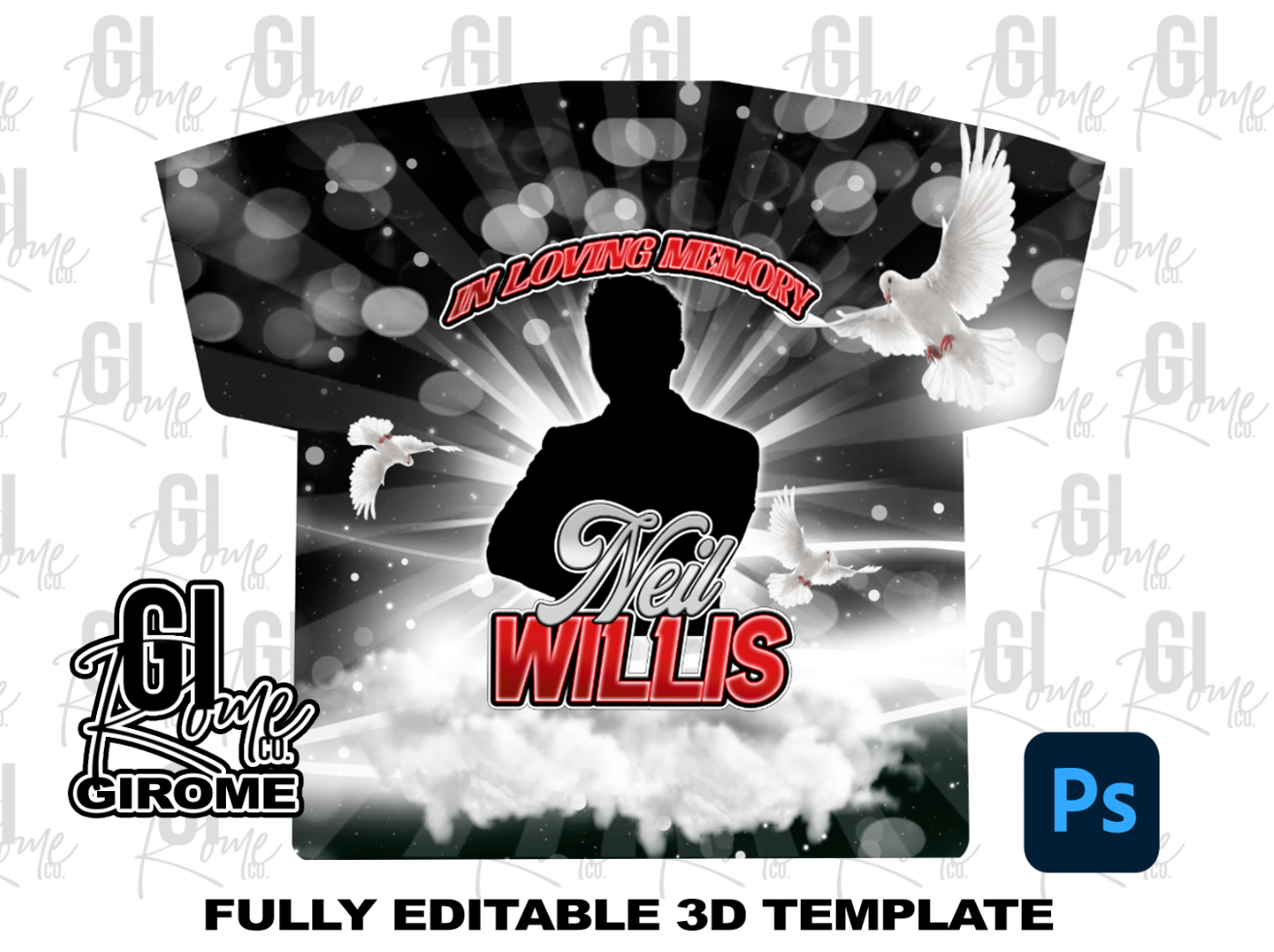 RIP5 Shirt Template Digital File Photoshop Template Editable