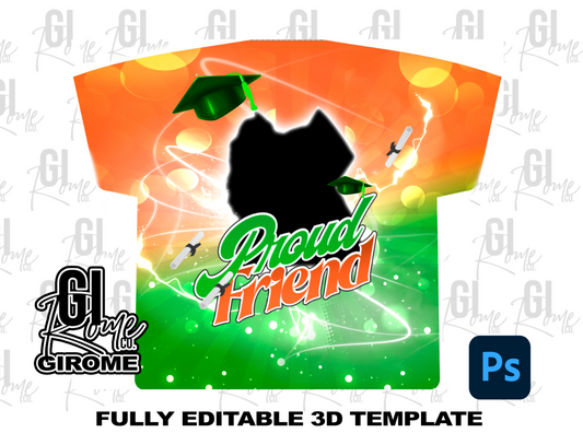 GRAD4 3D Shirt Template Digital File Photoshop Template Editable