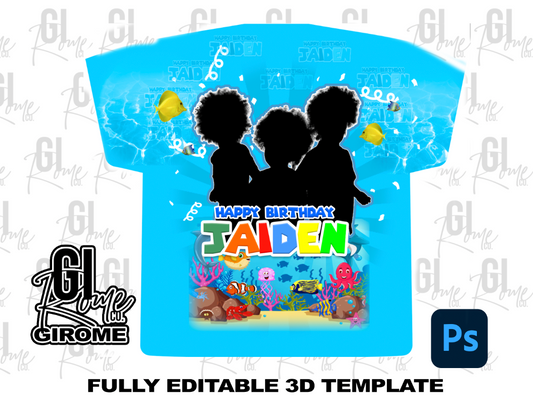 UNDER THE SEA 3D Shirt Template Digital File Photoshop Template Editable